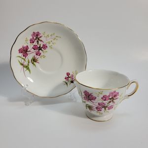 Royal Vale Bone China  Botanical Pink Floral Cup & Saucer
